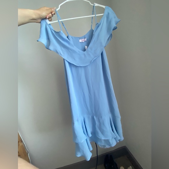 Parker Dresses & Skirts - Parker Thatcher $288 Cold Shoulder Ruffled Mini Dress light Blue XS NWT